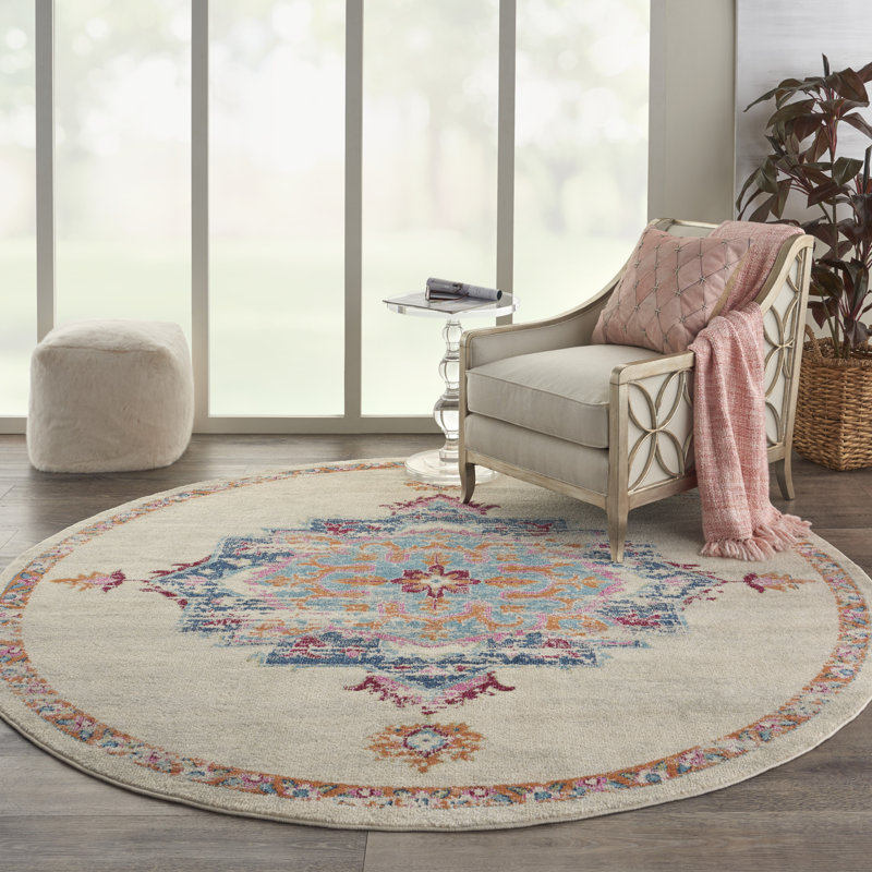 Tapis gris traditionnel Augusta, Rond 8 pi