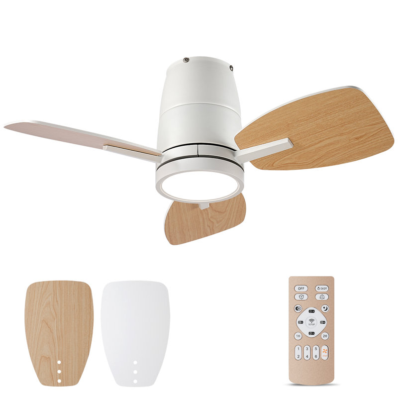 Ventilateur de plafond encastré avec lumière DEL Emidia pour pièces moyennes, 30 po de largeur