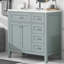 Ensemble de meuble-lavabo 36 po avec évier, armoire de salle de bain avec 5 tiroirs, structure solide et panneau en bois aggloméré-1785543365-1785543367