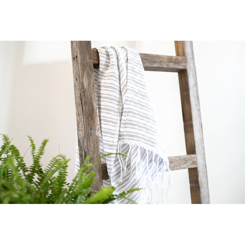 Étagère en bois rustique 6 marches, Gris patiné, H 72 po x l 18 po x P 3 po