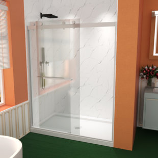 Premium Sliding Shower Door,60"Wx74"H, Adjustable Width 56-60", 5/16" Tempered Glass