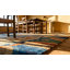 Tapis bleu antique multicolore en laine Art déco