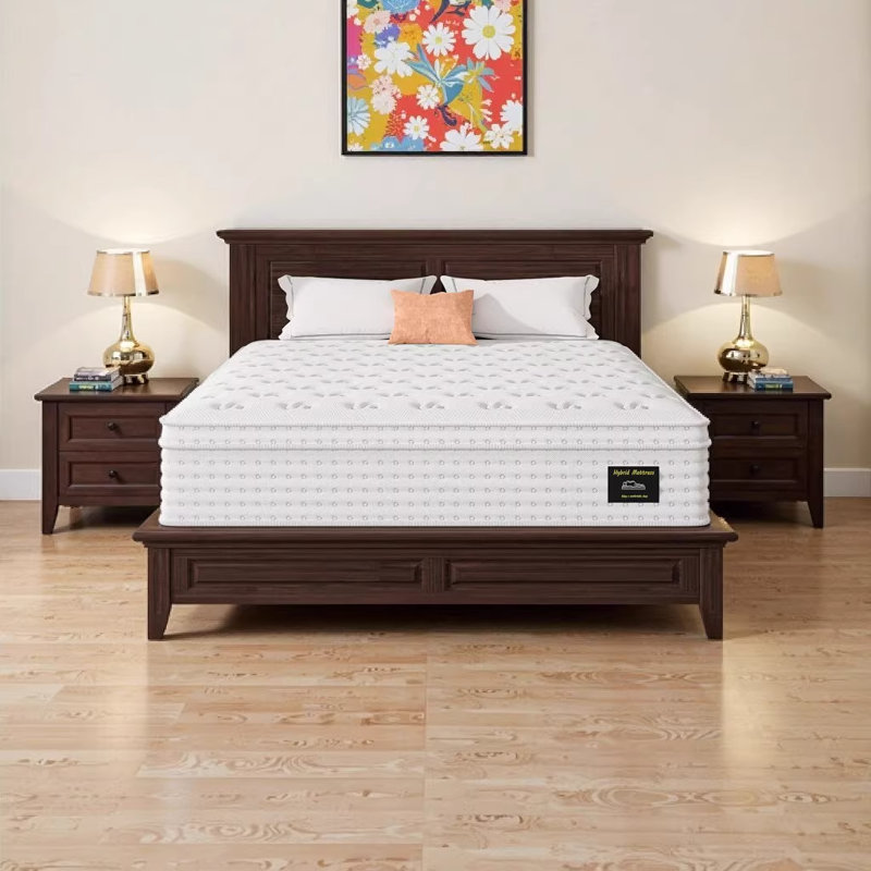 14'' King Size Hybrid Mattress with Memory Foam & Pocket Springs - Fiberglass Free Ergonomic Design for Pressure Relief, White