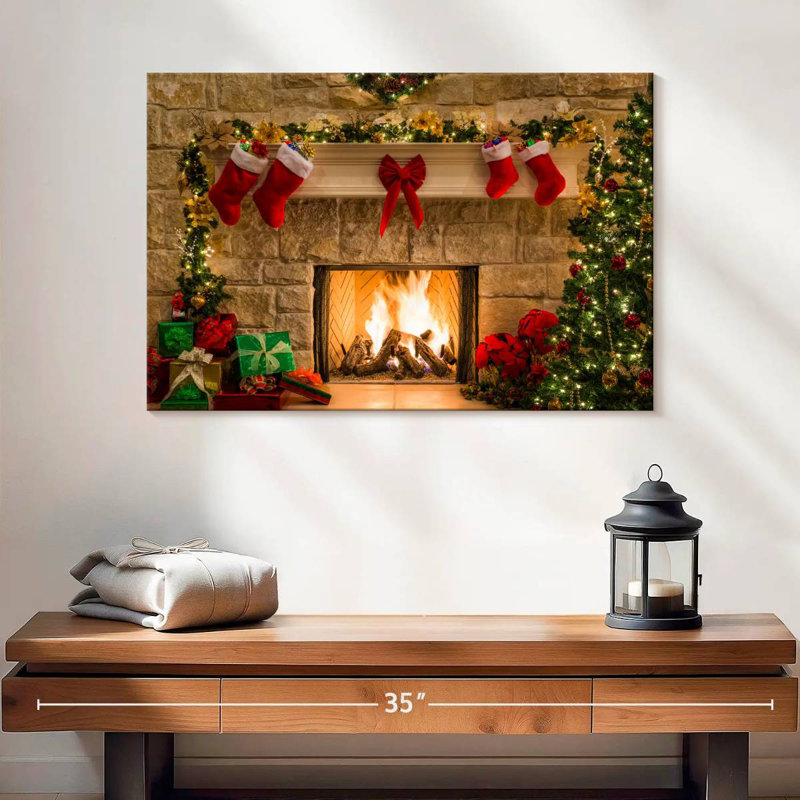Foyer de Noël décoré, H 16 po x l 24 po