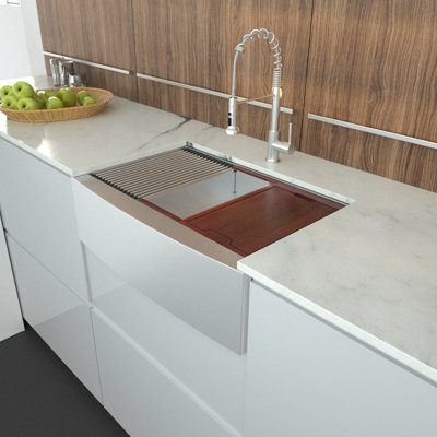 33'' L Farmhouse / Apron Single Bowl Stainless Steel Kitchen Sink