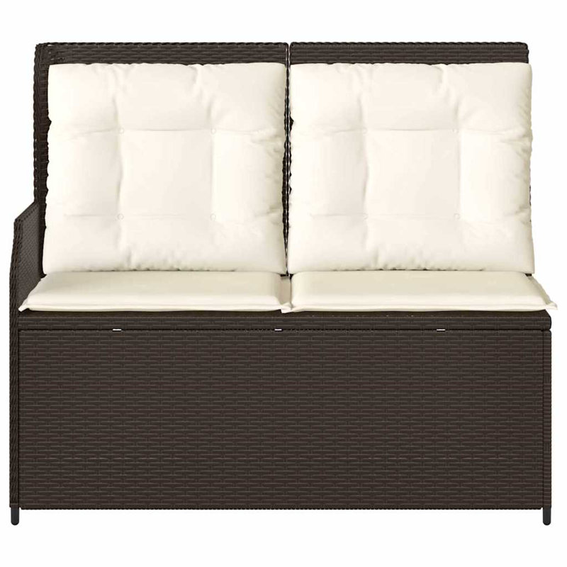 Poly Rattan Outdoor Bench, Cream, Brown