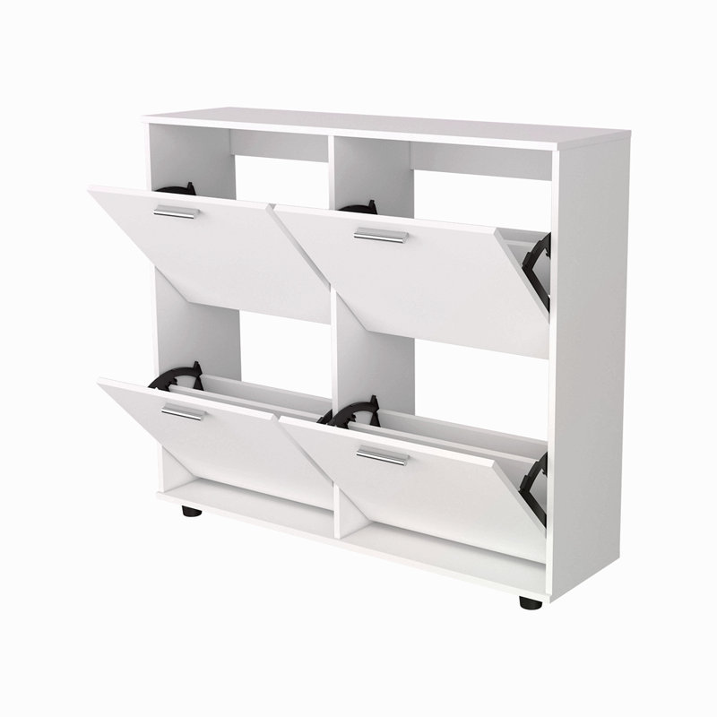 Tilt-Out Shoe Storage Cabinet With Multiple Compartments And Modern Design