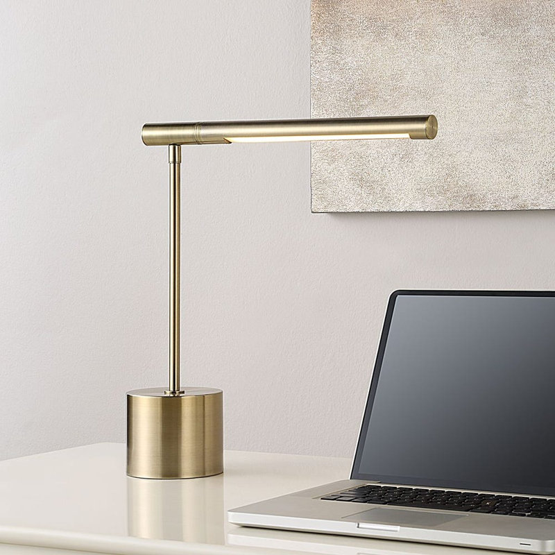 Lampe de bureau DEL en laiton antique avec bras rotatif horizontal 17 H