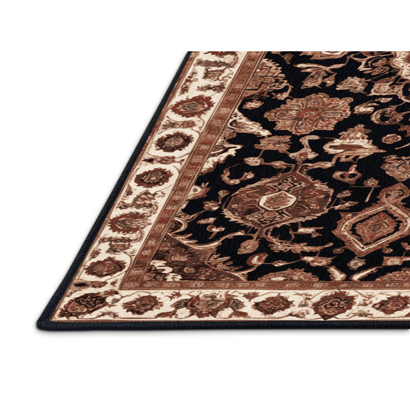 Tapis brun lavable à la machine, Rond 7 pi