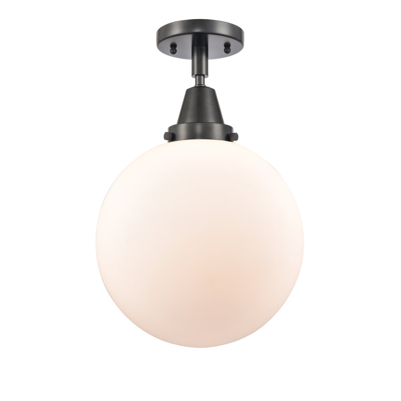 Plafonnier encastré en verre Amede, Blanc mat, H 12,5 po x l 10 po x P 10 po, Noir mat