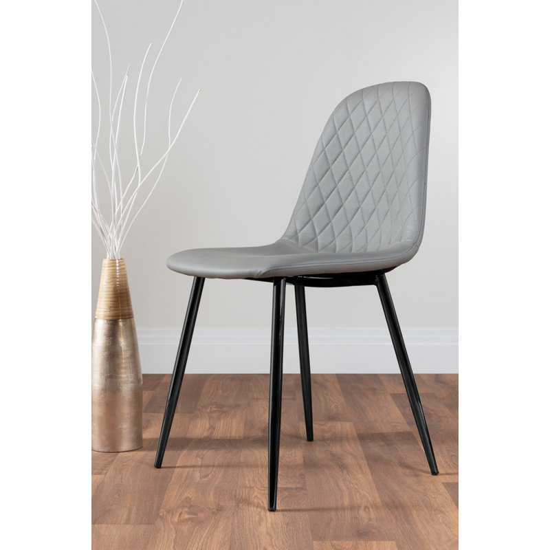 Scandinavian Dining Table Set - Minimalist Style Glass and Metal Leg with 4 Luxury Dining Chairs, Grey/Black, Black