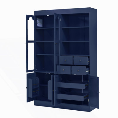 Freestanding Buffet With Hutch, Tall Kitchen Pantry Cabinet With 4 Drawers