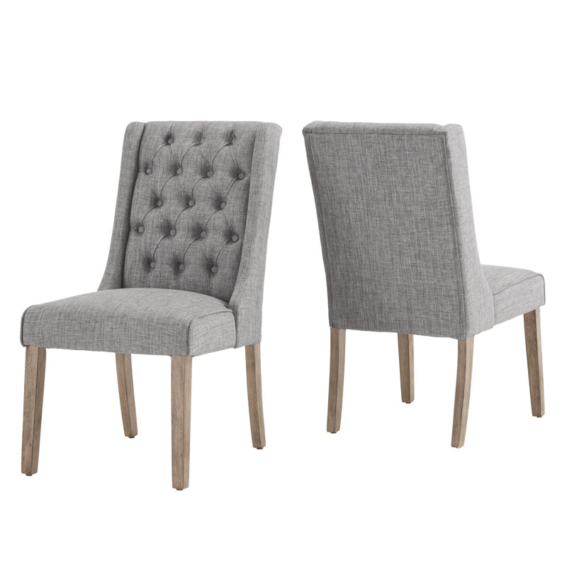 Chaise d'appoint rembourrée Dukinfield, Lin gris, Espresso