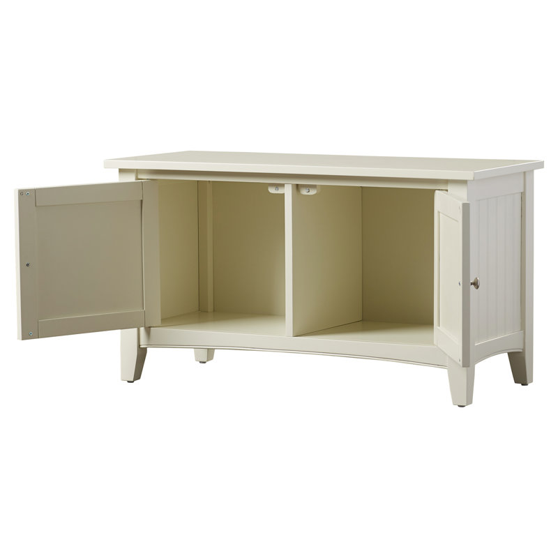 Ajwad Storage Bench with 2-Door Cabinet Storage, Ivory, Ivory