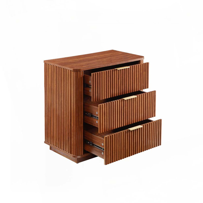 Commode de rangement à 3 tiroirs Wavy Design, Noyer