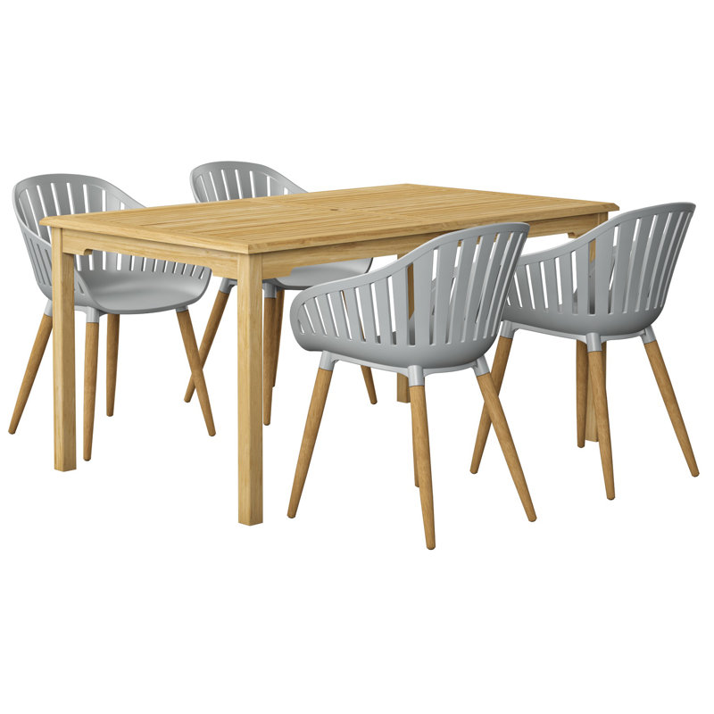 Como 4 - Person Teak Patio Dining Set with Rectangular Table