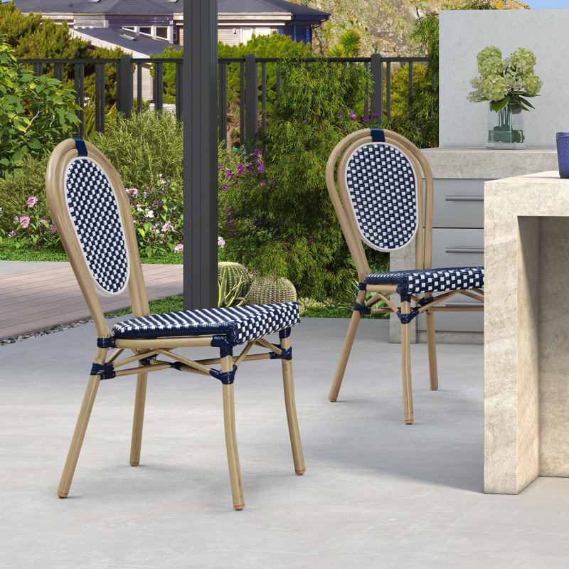  Ensemble de 2 chaises de patio pour l'extérieur en aluminium avec finition champagne et ambre, Marine