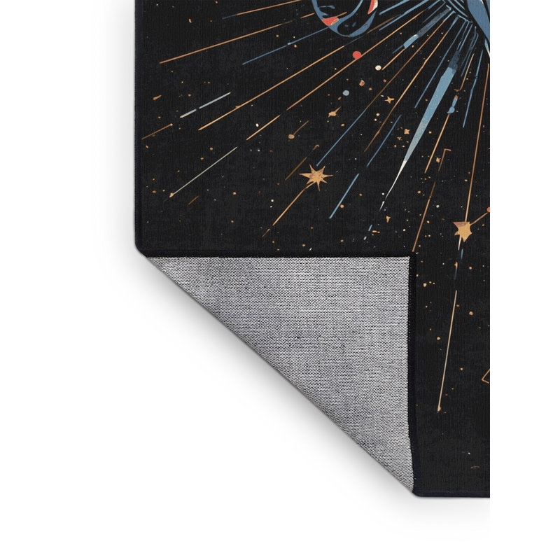 Tapis gris et noir délavé à la machine Pantelie, 7x9