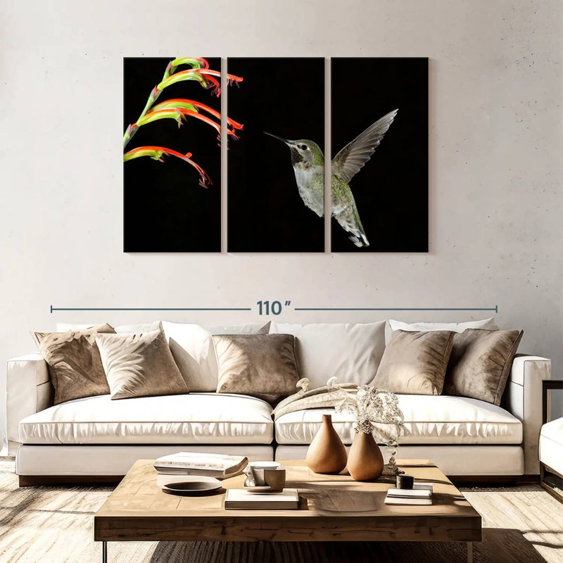 Brampt Hummingbird On Black, 48" H x 74" W