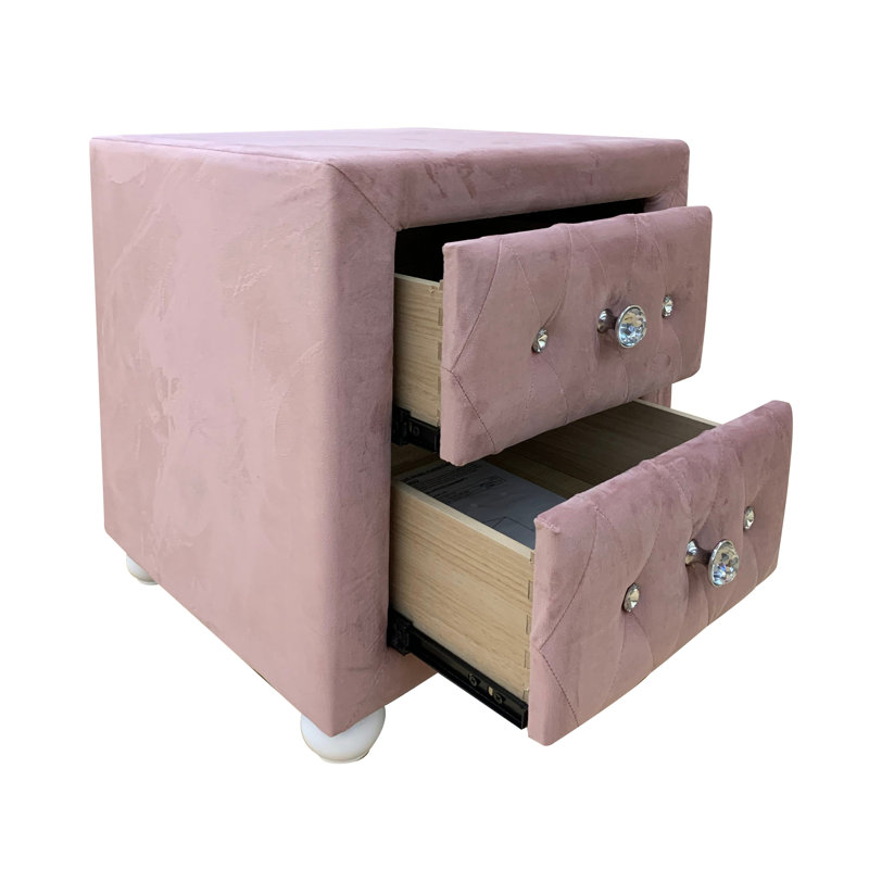 Table de chevet en tissu rose