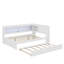 Lit de jour en bois pleine grandeur avec tablettes, DEL et lit gigogne-119295787