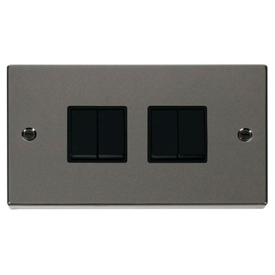 Black Nickel 10A 4 Gang 2 Way Light Switch
