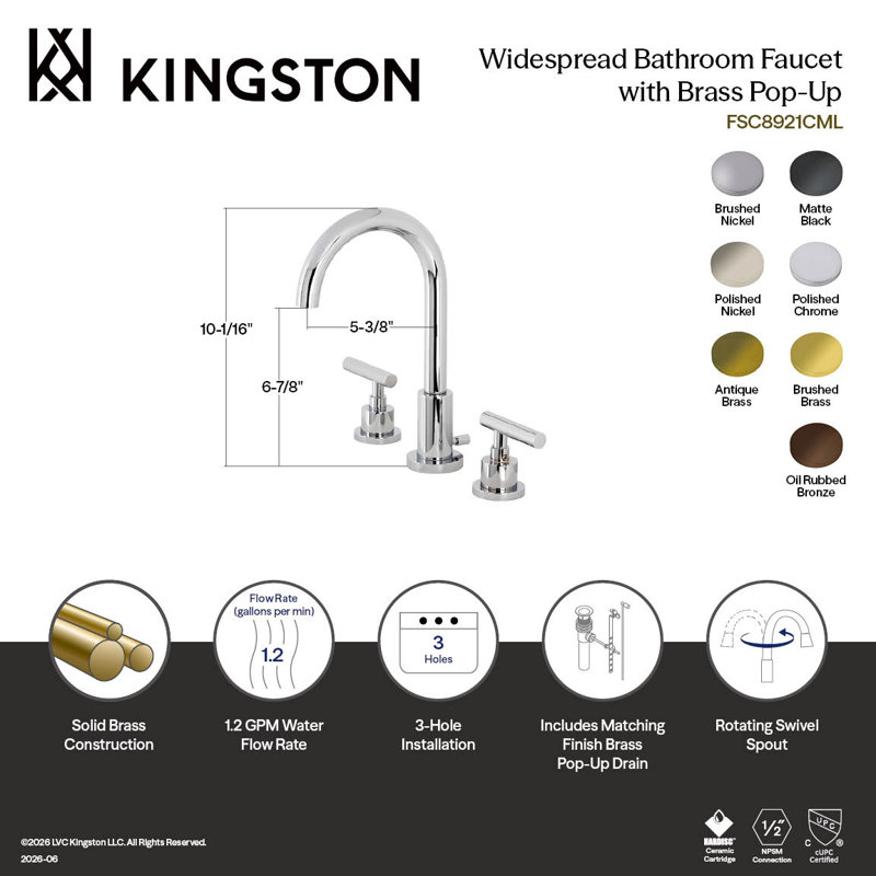 Robinet de salle de bain espacé Kingston, Antique Brass