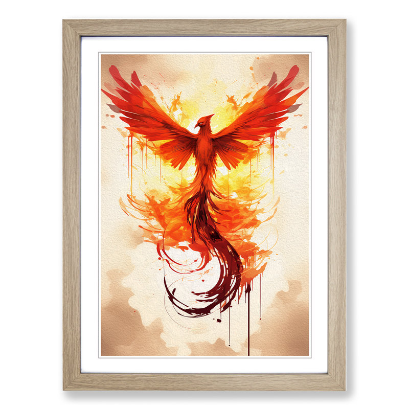 Phoenix Minimalism No.2 - Single Picture Frame Print on Wood, 34cm H x 25cm W x 2cm D, Oak
