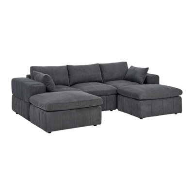 Canapé modulaire à larges accoudoirs avec 2 repose-pieds Cordory