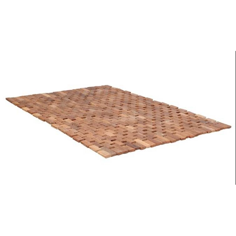 Edinburgh Reversible Teak Wood Anti-Slip Shower Mat Bayou Breeze