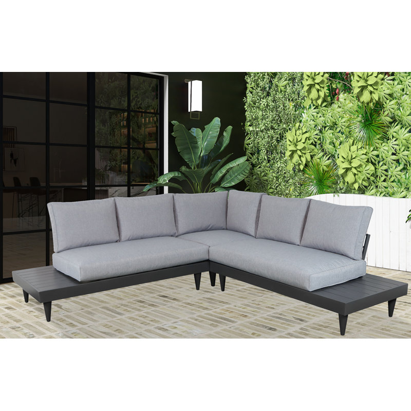 Ensemble de conversation pour l'extérieur à 4 personnes avec coussins Eleph