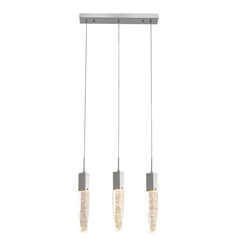 Luminaire suspendu moderne en cristal 3 lumières, Chrome