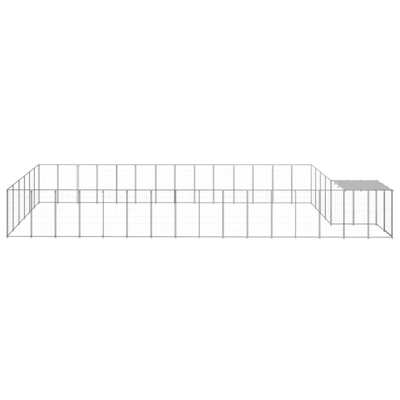 Poe 43.31cm H Metal Yard Kennel With Door, Silver