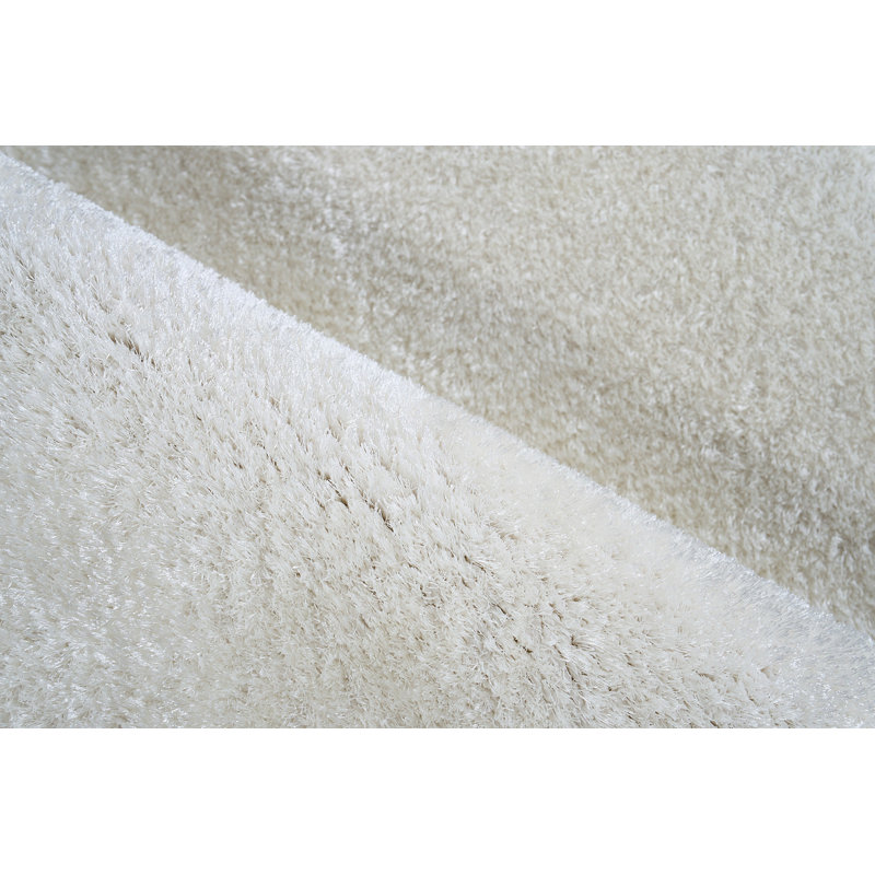 Luxe Shag Powerloom Microfiber/Polyester Area Rug in Ivory, Rectangle 4' x 6'