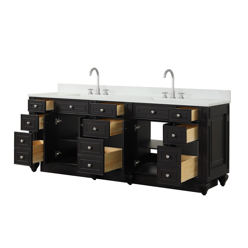 Ensemble de meuble-lavabo double 84 po Akintunde, Espresso