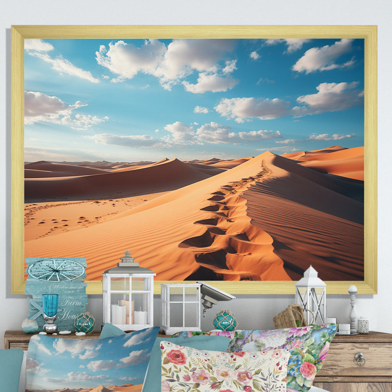 Desert Glamis Sand Dunes III - impression, H 16 po x l 32 po x P 1 po, Encadrement doré