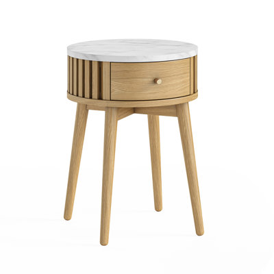 Nohan Round With 1 Drawer Side Table with Storage