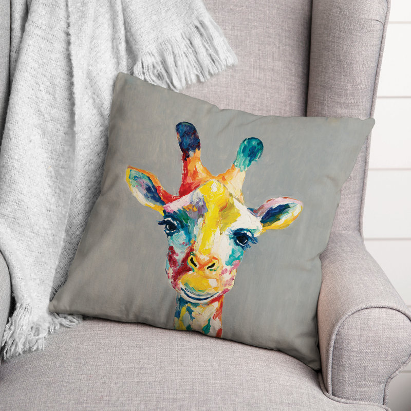 Housse de coussin pour l’extérieur à motif de girafe, Gris clair