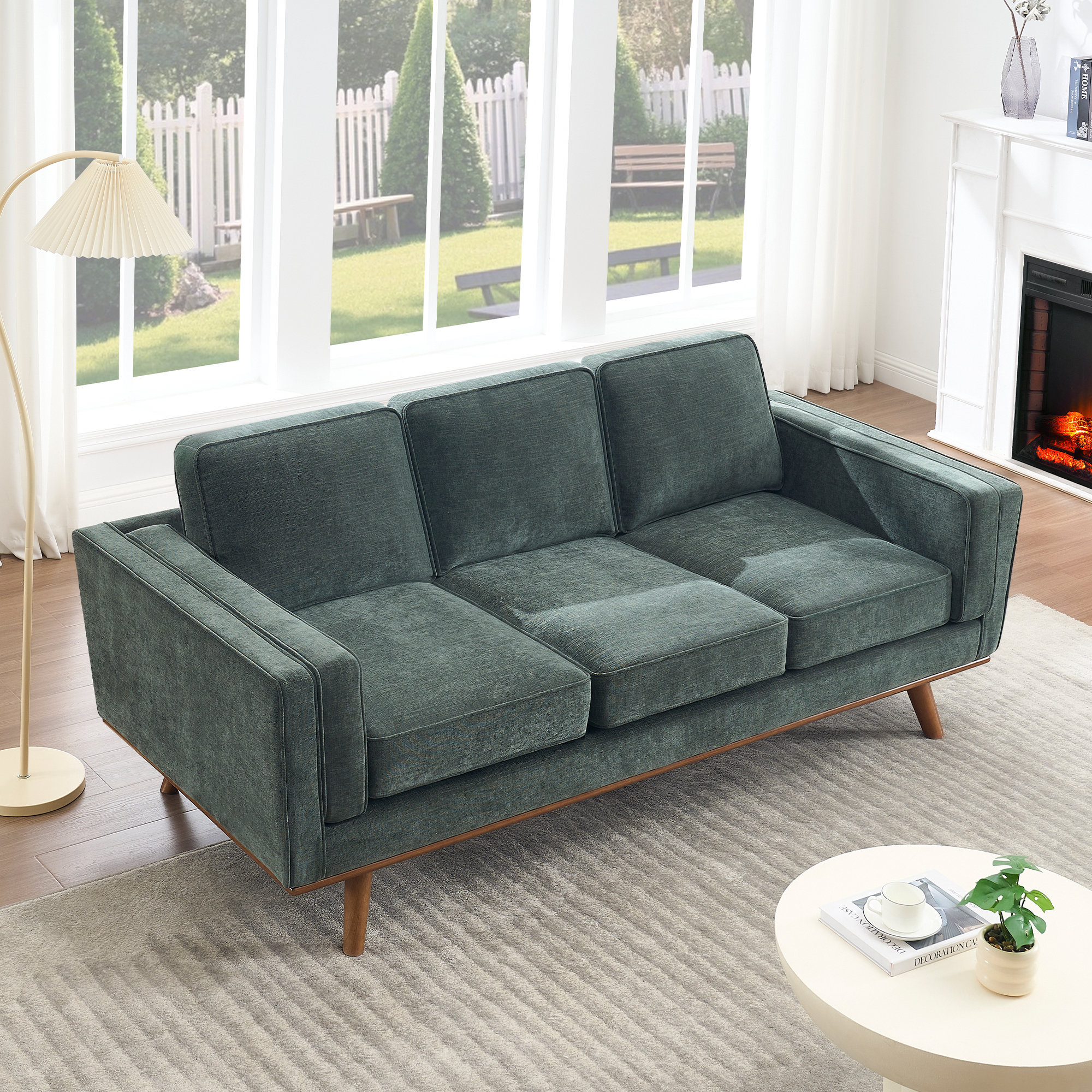 Estes 89.76'' Square Arm Sofa, Green