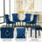 6-Piece Velvet Dining Chair Set, With Pull Ring & Nailhead Trim, For Kitchen & Dining Room, Blue-344235564
