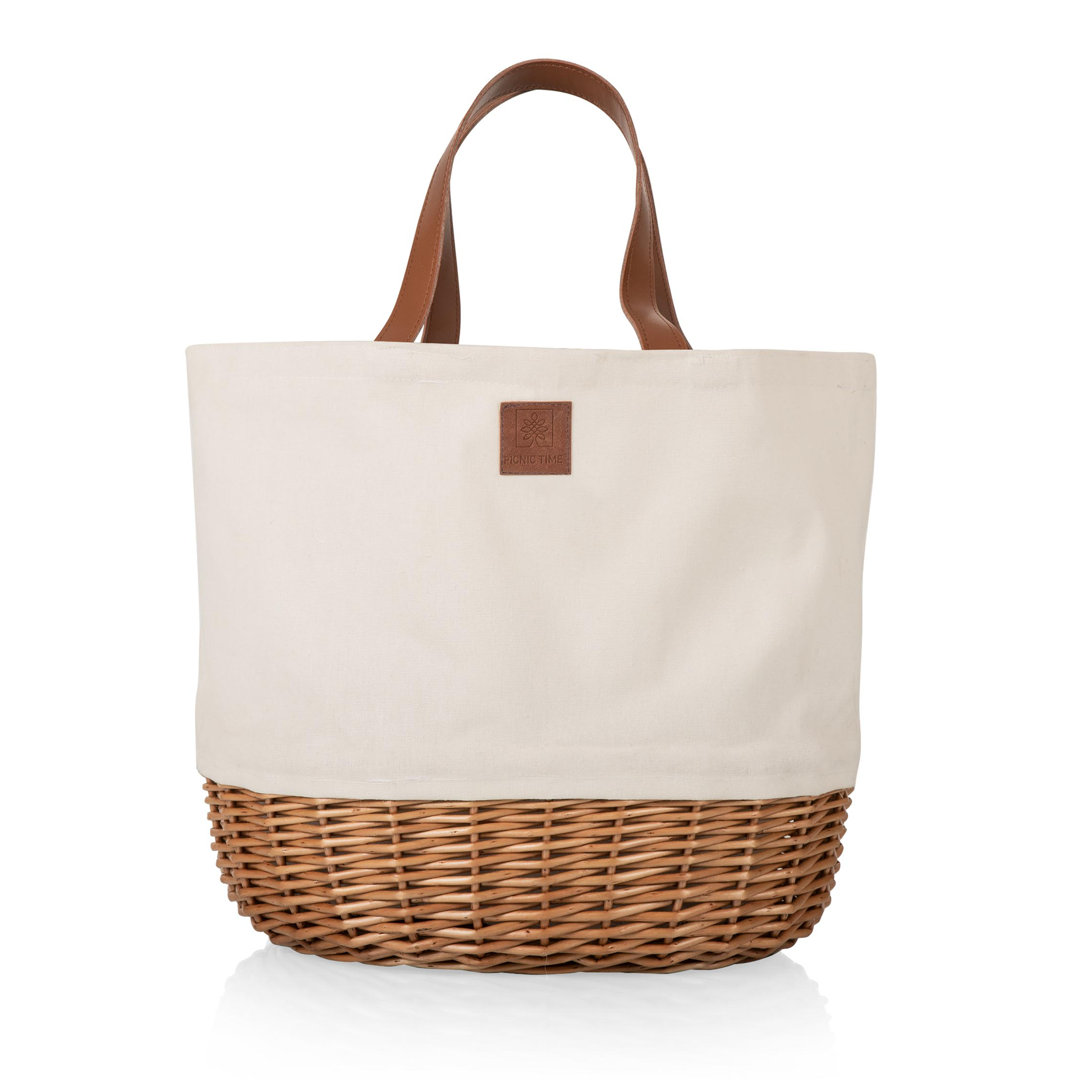 Promenade Picnic Basket with Picnic Set for 2 - Canvas and Willow Tote Bag Picnic Time
