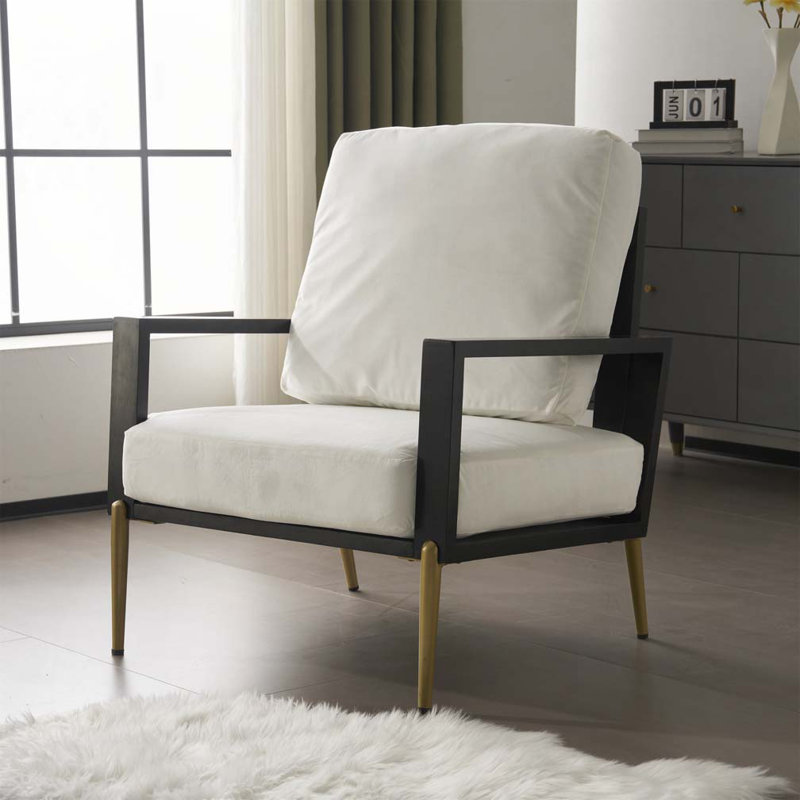 Fauteuil d'appoint rembourré avec pieds en métal doré