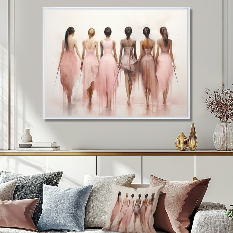 Pink Dance Quiet Ensemble - Danse encadrée, H 16 po x l 32 po x P 1 po, Cadre flottant blanc