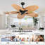 52 Inch Tropical Ceiling Fan With 5 Palm Leaf Blades, Indoor Outdoor, Pull Chain