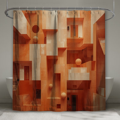 Rideaux de douche à motif géométrique abstrait très long