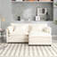 Siège double en tissu chenille avec compartiments latéraux et repose-pieds flexible pour une assise confortable rembourrée et pratique-1403144340