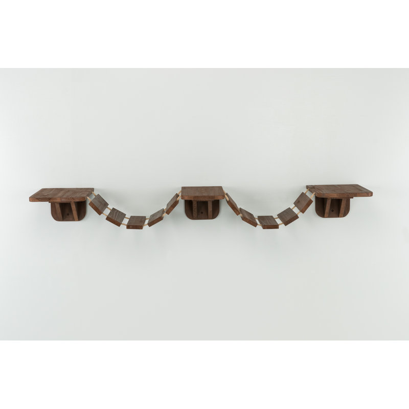 TRIXIE Wall Mount Cat Bridge, Three Platforms Linked by Bridge, Brown