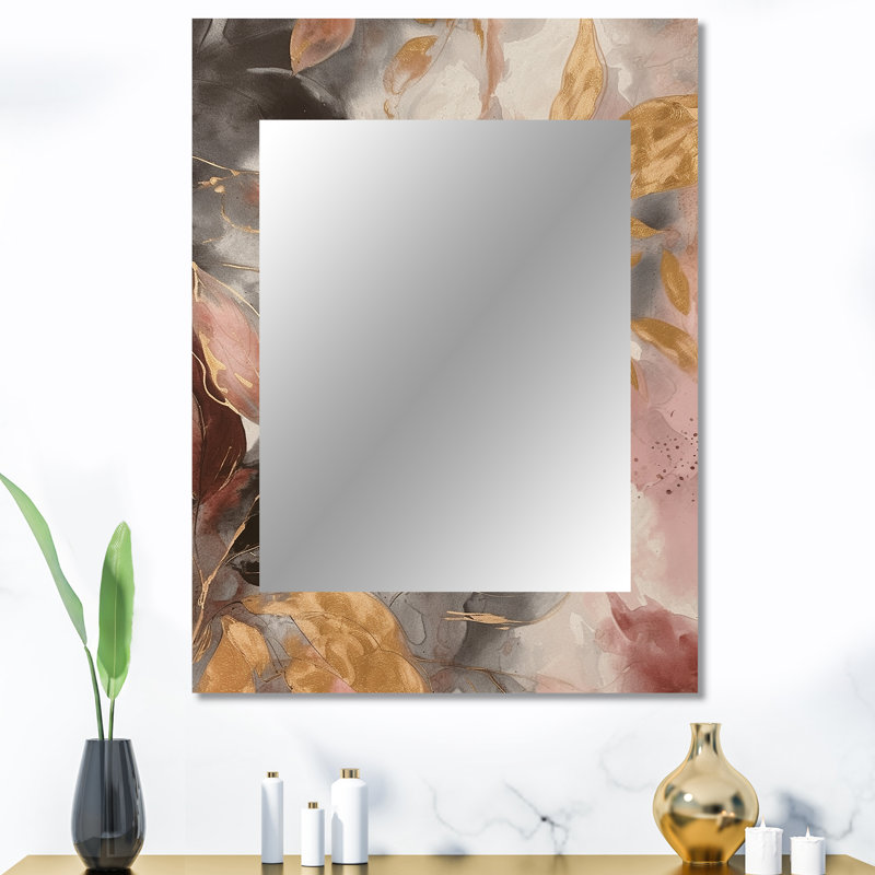 Gold Herb Elixir - Herbs Mirror, Traditional Unique Wall Mirror, Printed Metal Art, 40" x 30"