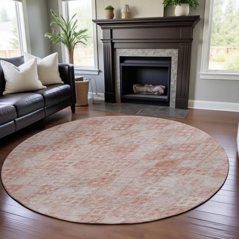 Premium Machine Washable Jamil AMF1081 Geometric Rug, Round 8'