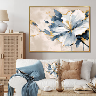 Hibiscus bleu et blanc, harmonie tropicale, fleurs II - art mural floral